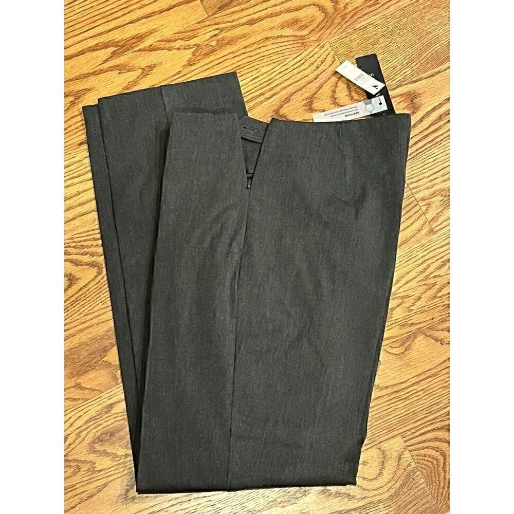 Talbots Dress Pants Womens 4 Gray Heritage Straight Leg Side Zip Stretch NEW.C2